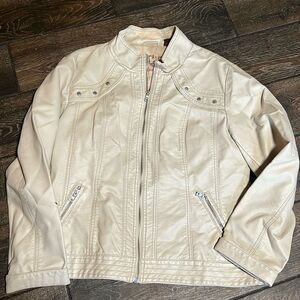 Big Chill Vintage/ cream size XL Faux Leather Jacket, Women's….